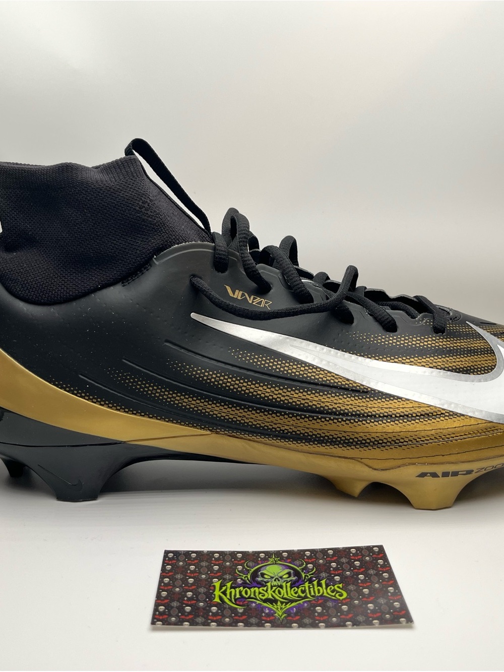 Nike Zoom Air Vapor Pro 1 Football Cleats Black/White/Gold US 14 D